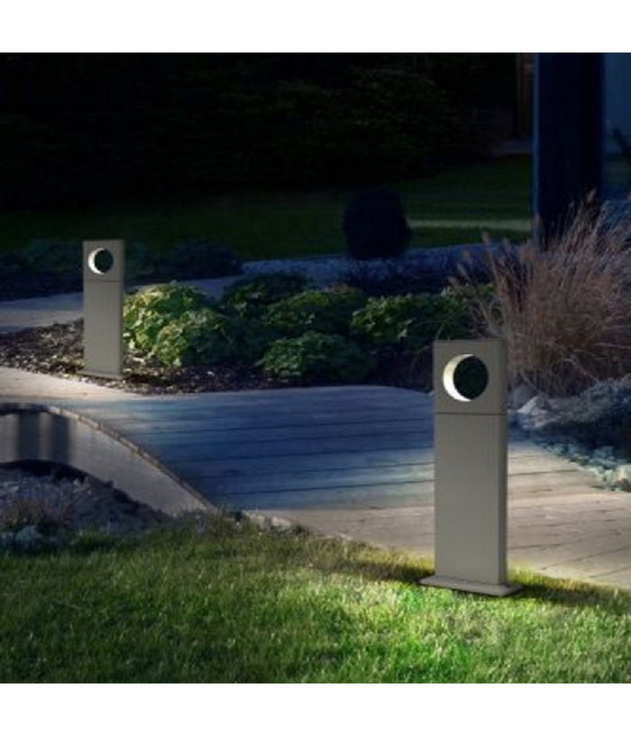Lampada Palo Da Giardino Led Cerchio 50cm 12 W Grigio Luce 6500k 4000k 3000k Es60         