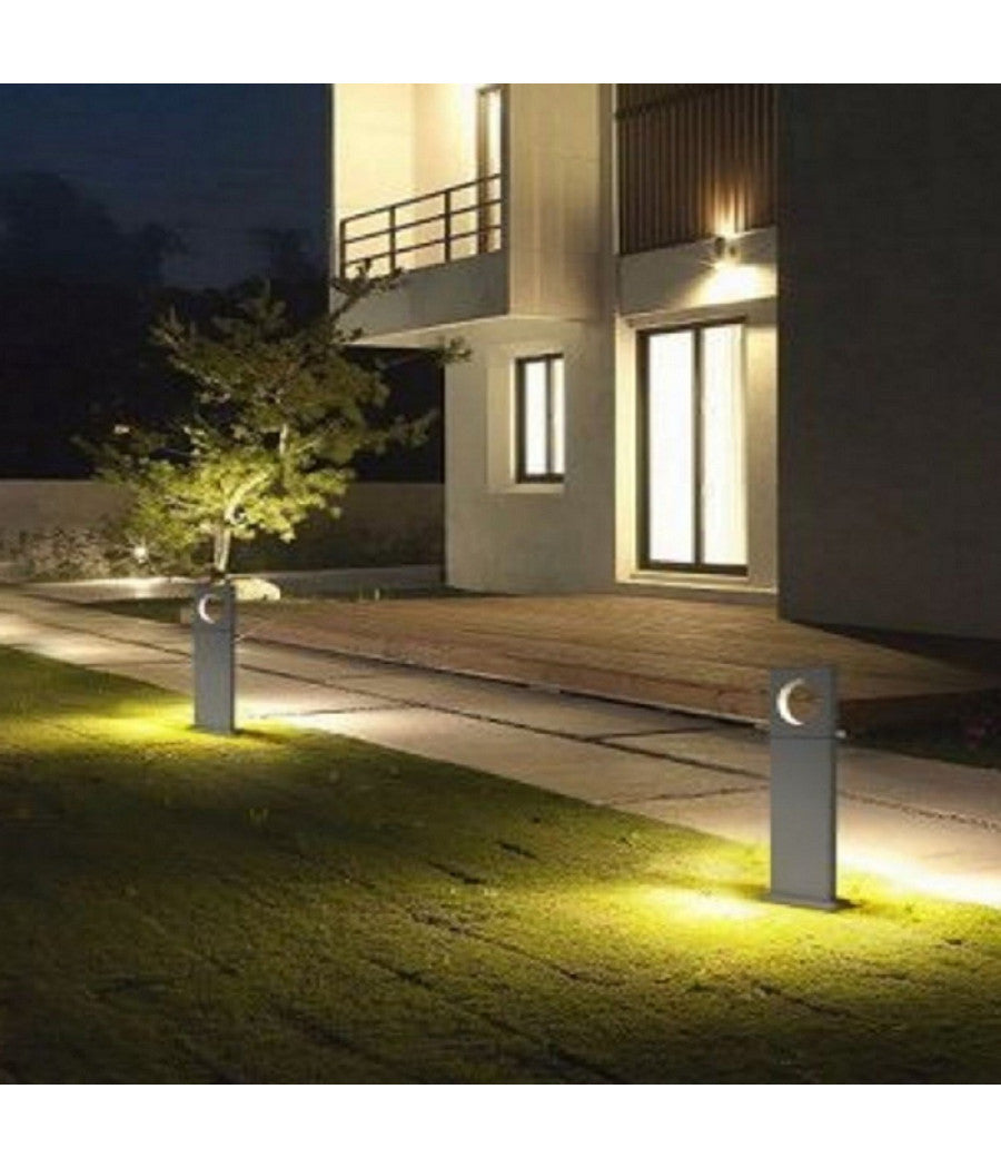 Lampada Palo Da Giardino Led Cerchio 50cm 12 W Grigio Luce 6500k 4000k 3000k Es60  -bianco Caldo      -