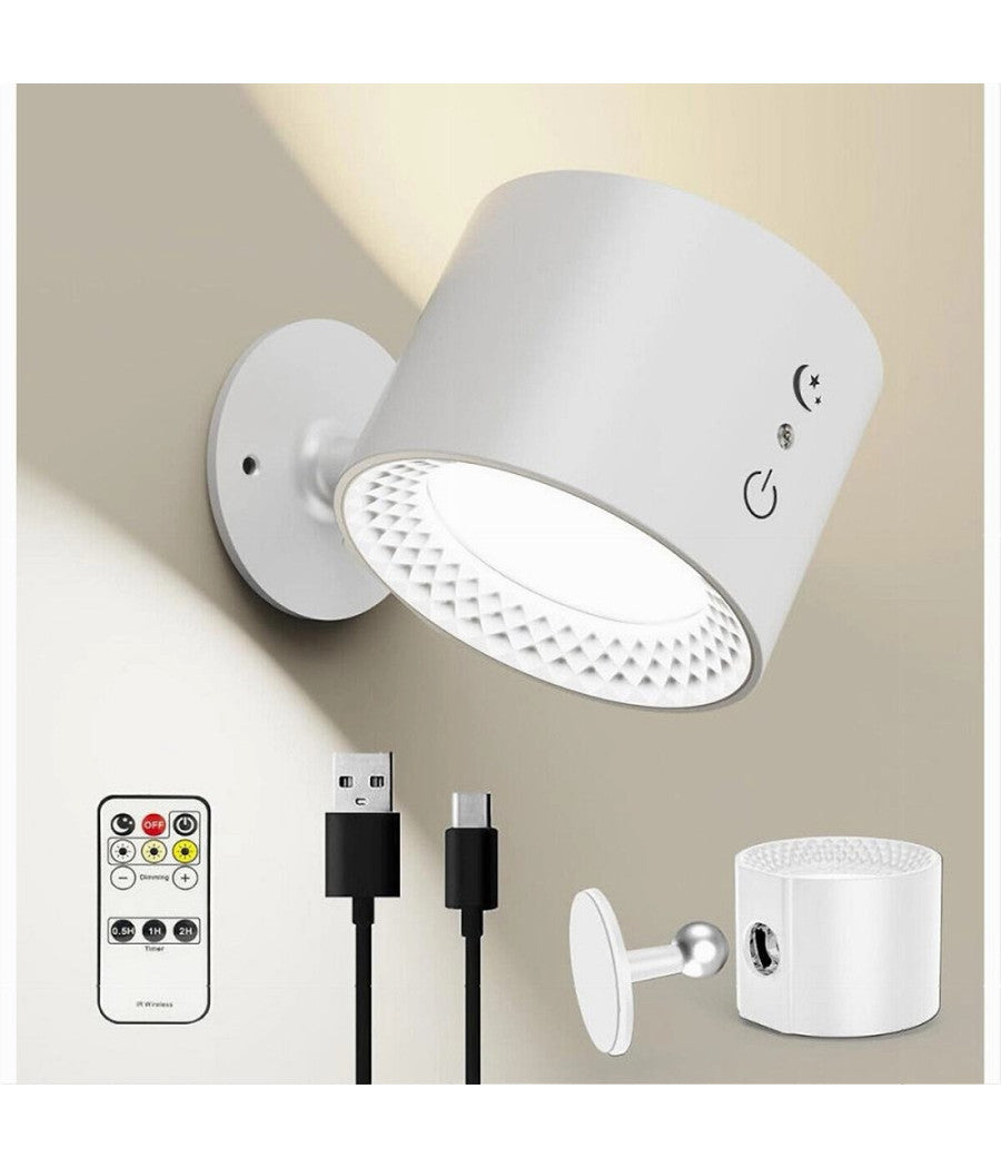 Lampada Parete Led Luce Fronte Retro Ricarica Usb 3 Colori Luce Orientabile Bd01-3c         