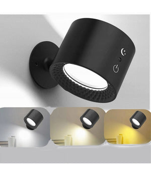 Lampada Parete Led Luce Fronte Retro Ricarica Usb 3 Colori Luce Orientabile Bd01-3c  Nero       