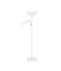 Lampada Piantana Da Terra 180cm 2 Bracci Paralume Luce Orientabile Casa Ufficio  Bianco       