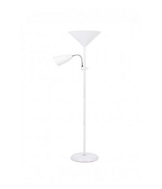 Lampada Piantana Da Terra 180cm 2 Bracci Paralume Luce Orientabile Casa Ufficio  Bianco       