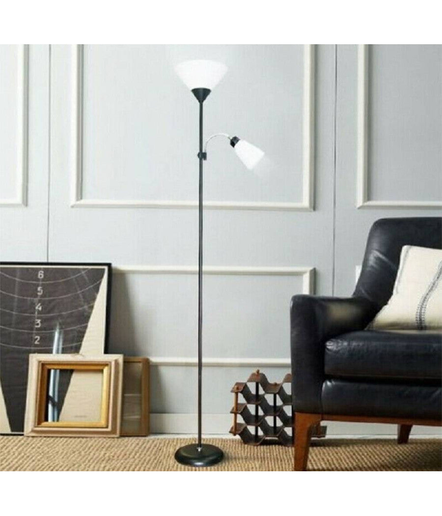 Lampada Piantana Da Terra 180cm 2 Bracci Paralume Luce Orientabile Casa Ufficio         