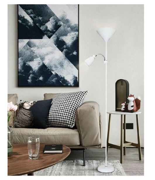 Lampada Piantana Da Terra 180cm 2 Bracci Paralume Luce Orientabile Casa Ufficio  Bianco       