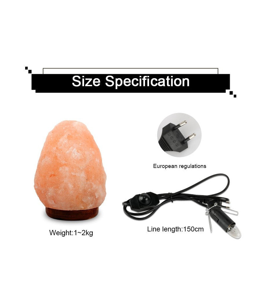 Lampada Pietra Di Sale Himalayano Con Base In Cedro Allevia Stress Purifica Aria         Kg. 1-2