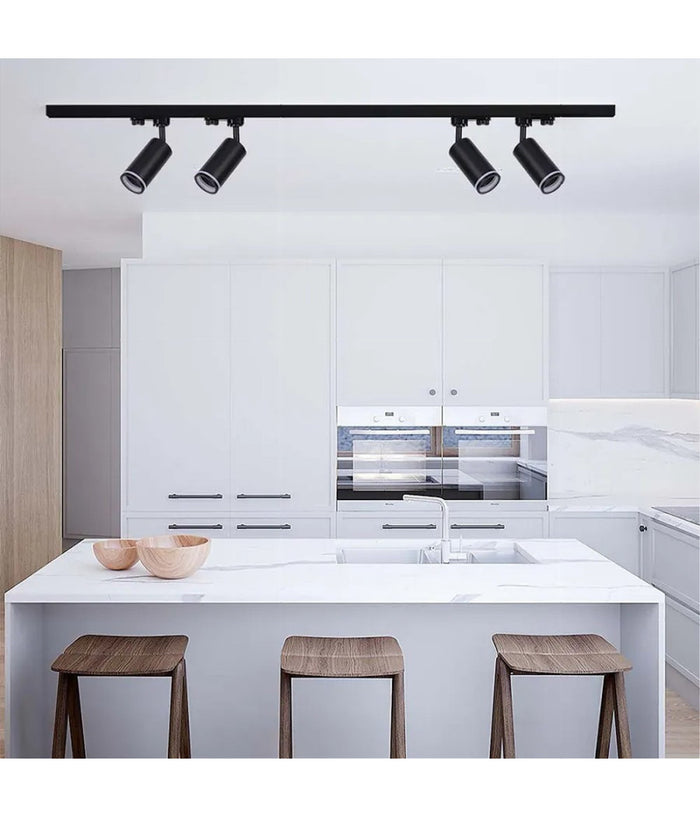 Lampada Portafaretto Cilindrico Per Binario Monofase Orientabile Attacco Gu10 194c  Nero       