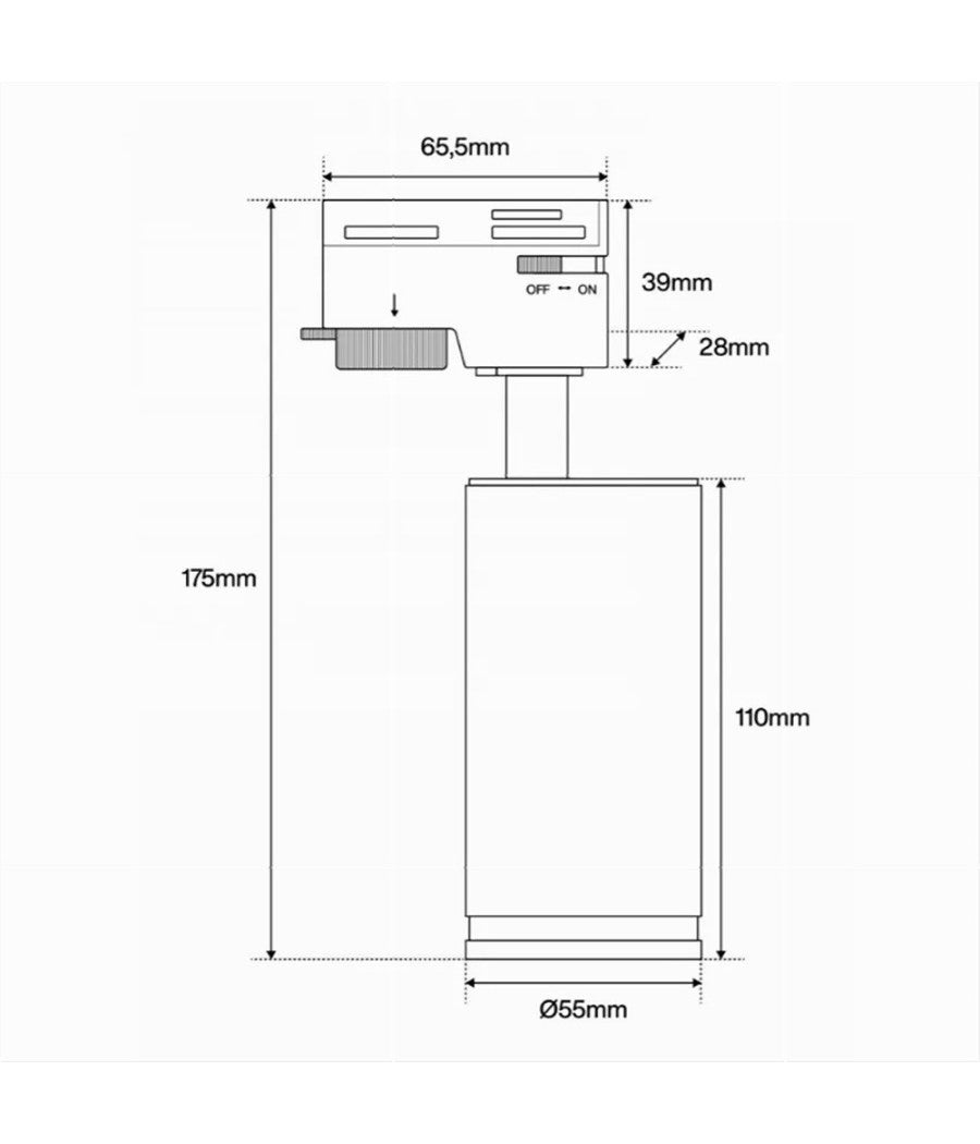Lampada Portafaretto Cilindrico Per Binario Monofase Orientabile Attacco Gu10 194c  Bianco       
