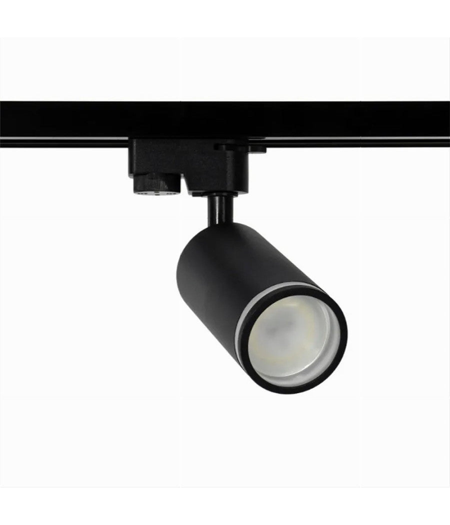 Lampada Portafaretto Cilindrico Per Binario Monofase Orientabile Attacco Gu10 194c  Nero       