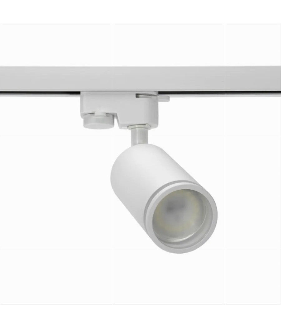 Lampada Portafaretto Cilindrico Per Binario Monofase Orientabile Attacco Gu10 194c  Bianco       
