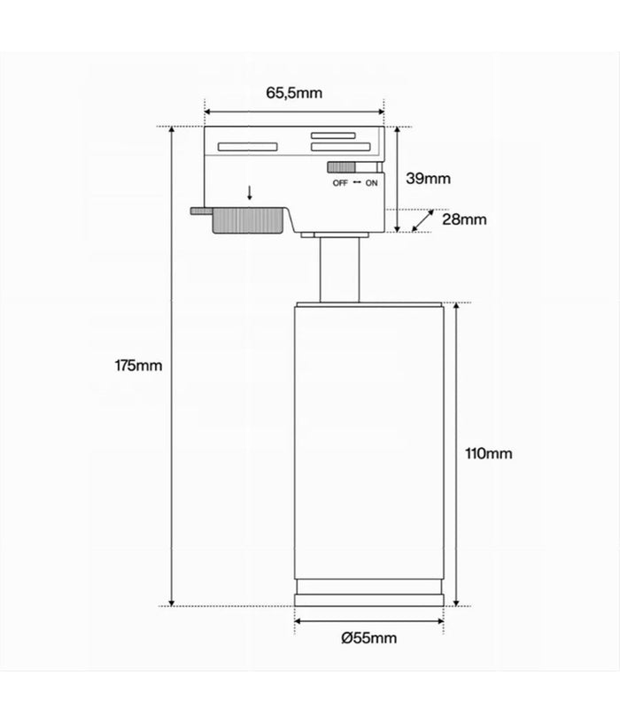 Lampada Portafaretto Cilindrico Per Binario Monofase Orientabile Attacco Gu10 194c  Nero       