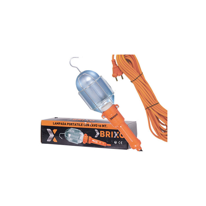 Lampada portatile con cavo 10 m – gancio zincato – Brixo