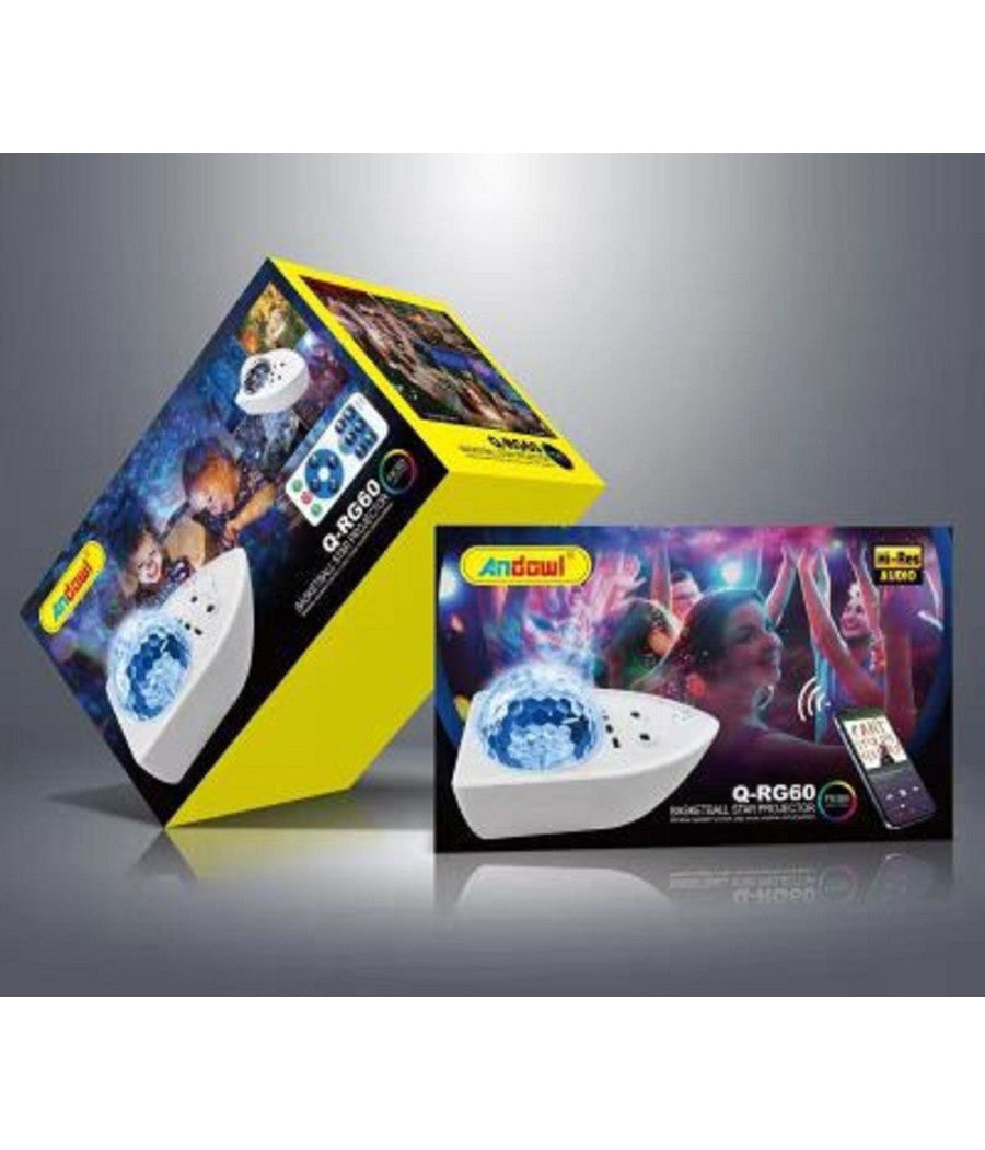 Lampada Proiettore Stella Led Con Telecomando Rgb Q-rg60 Altoparlante Wireless         