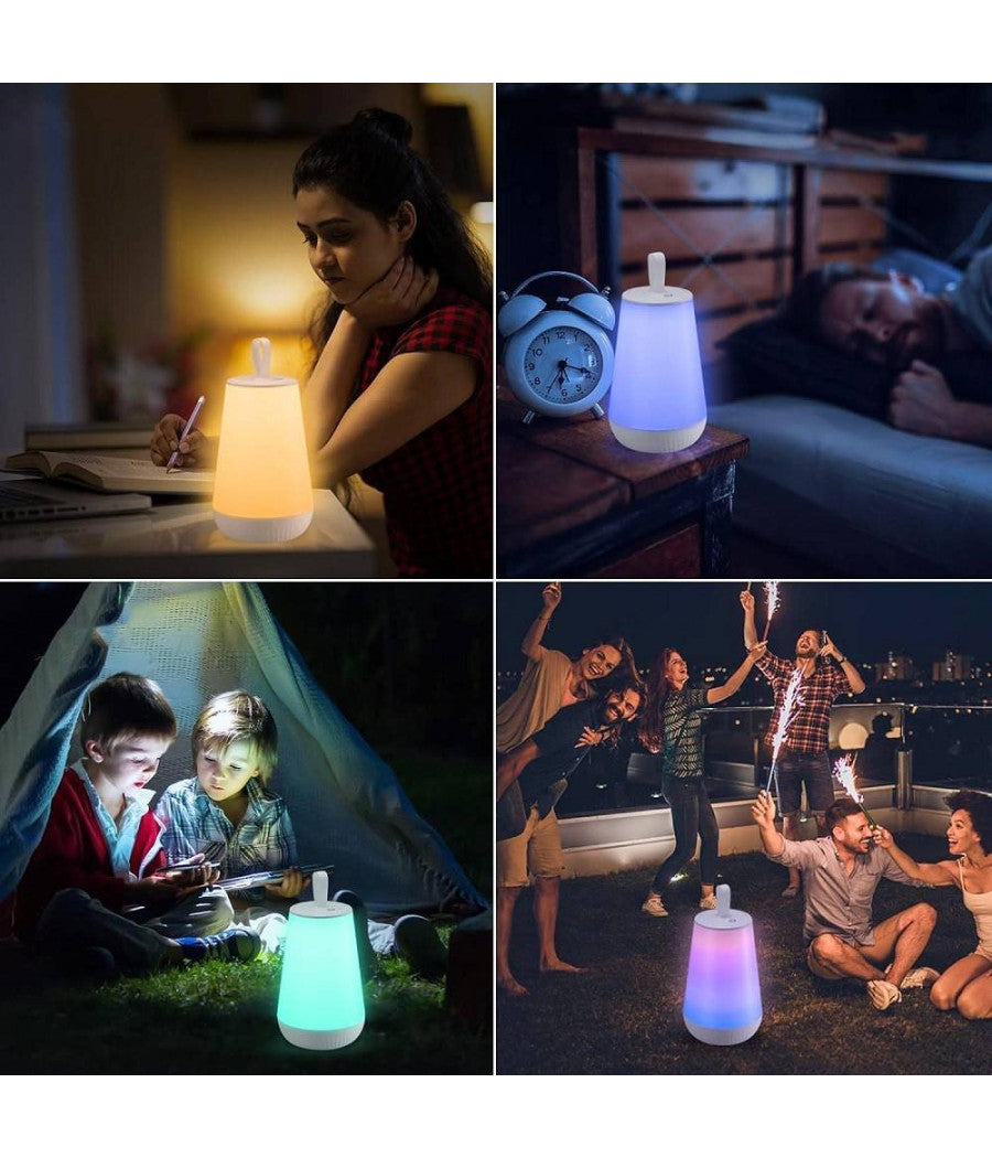 Lampada Ricaricabile Portatile Led Rgb Bambini Relax Notturna Touch Dimmerabile 3w         