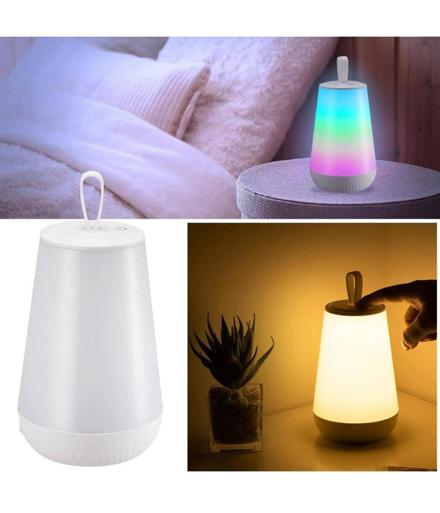 Lampada Ricaricabile Portatile Led Rgb Bambini Relax Notturna Touch Dimmerabile 3w         
