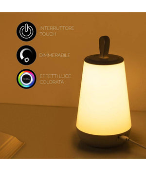 Lampada Ricaricabile Portatile Led Rgb Bambini Relax Notturna Touch Dimmerabile 3w         