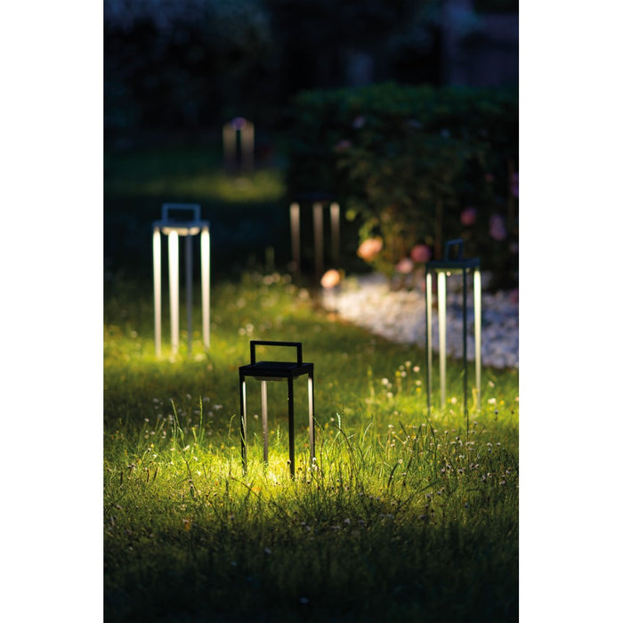 Zafferano - Lanterna Home solar 2 a led 56,4cm - Lampada da parete e da tavolo 2W con batteria e sensore crepuscolare - Nera