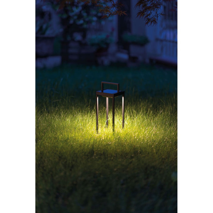 Zafferano - Lanterna Home solar 2 a led 56,4cm - Lampada da parete e da tavolo 2W con batteria e sensore crepuscolare - Corten