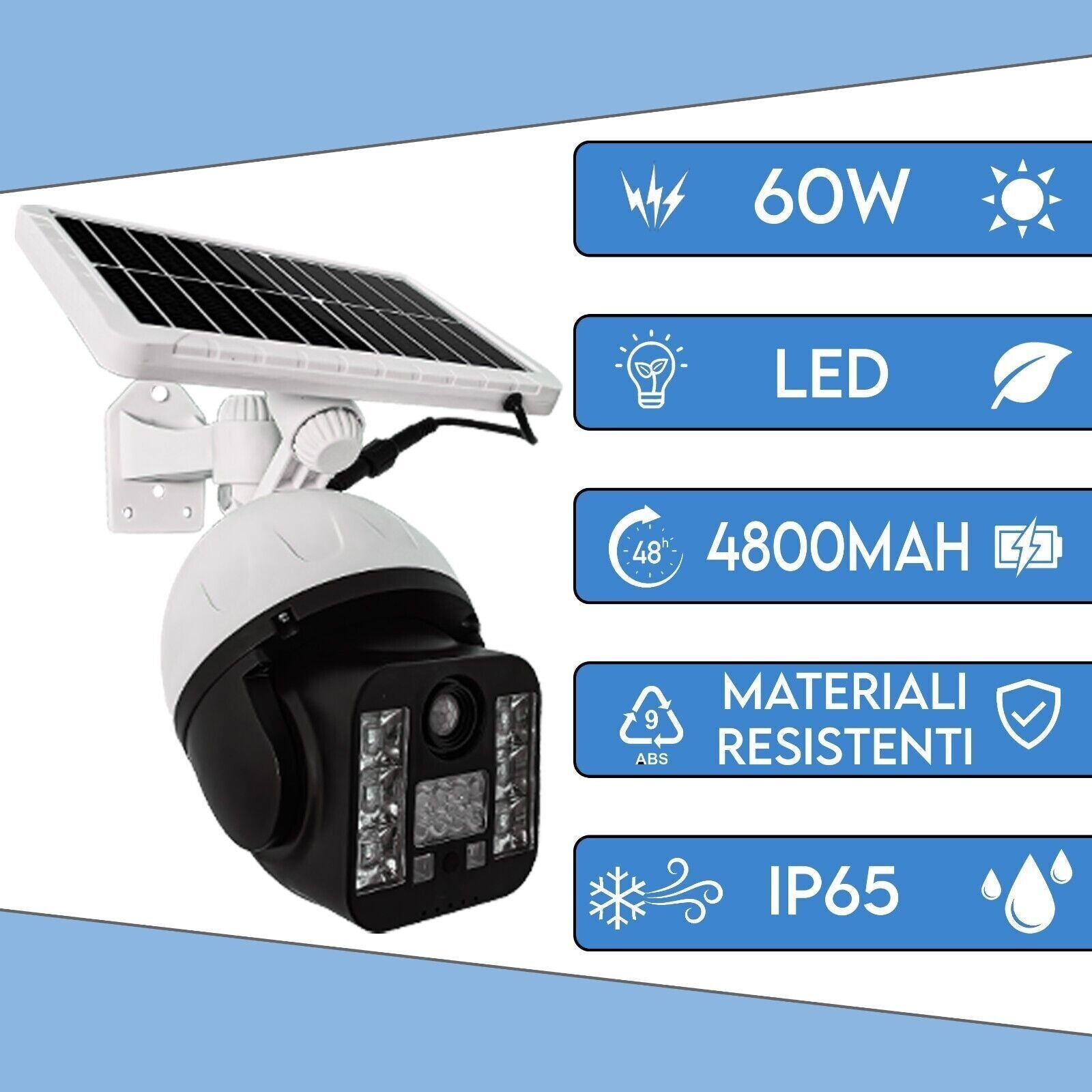 Lampada solare LED LUCE sensore di movimento 60w TELECAMERA FINTA IP65 FO-TA126 - ZENCOCCO