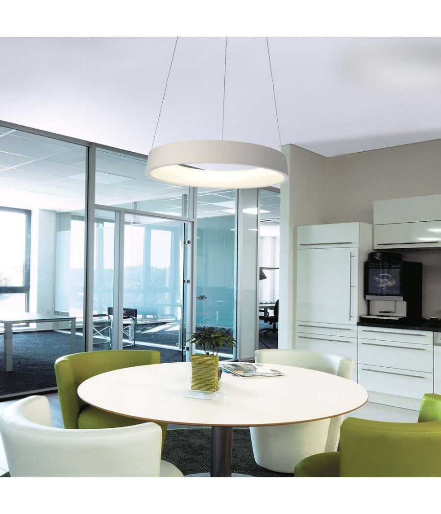 Lampada Sospensione Led 60w Cct Pendente Cerchio Lampadario Moderno Luce 230v 80cm  Bianco       
