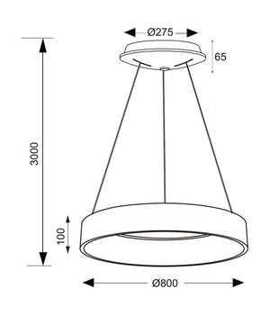 Lampada Sospensione Led 60w Cct Pendente Cerchio Lampadario Moderno Luce 230v 80cm         