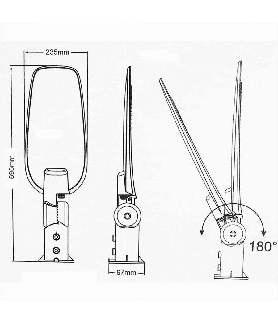 Lampada Stradale Inclinabile Led Lampione Faro Esterno 200watt Luce 6500k Lp-200         