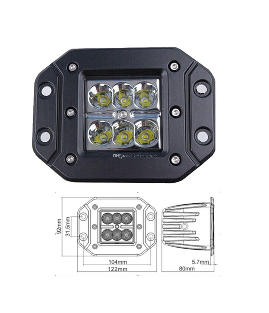 Lampada Supplementare Faro Profondita Staffa Auto Fuoristrada 12v 6 Led 18w Ip68         