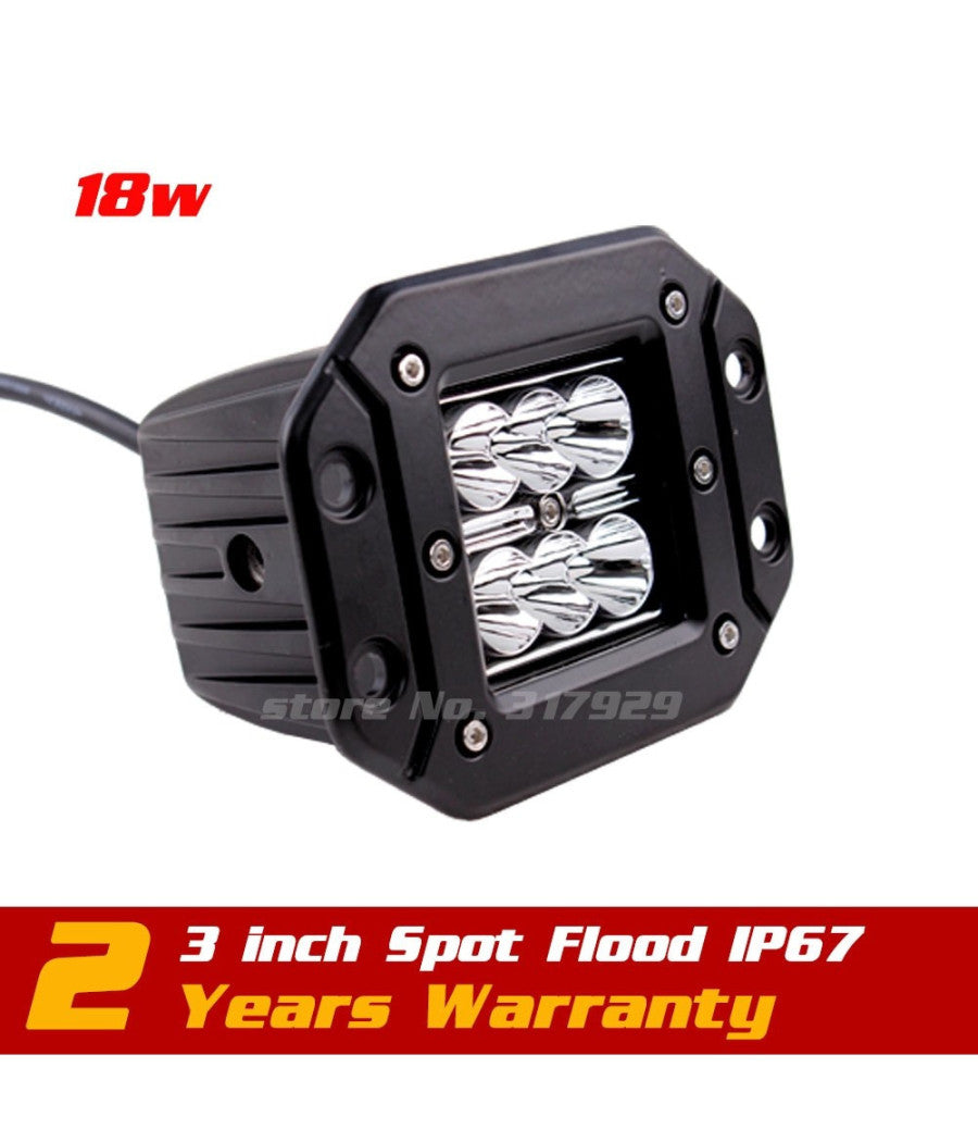 Lampada Supplementare Faro Profondita Staffa Auto Fuoristrada 12v 6 Led 18w Ip68         