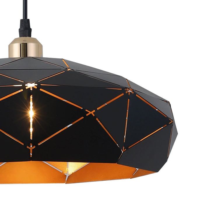 LÚZETE - LAMPADA SUSPESA DA SOFFITTO NERA/ORO KESHI