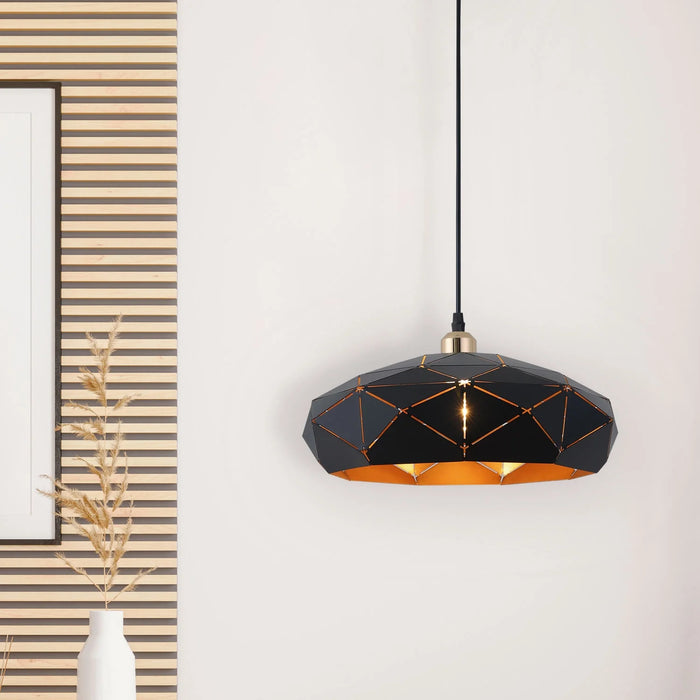 LÚZETE - LAMPADA SUSPESA DA SOFFITTO NERA/ORO KESHI