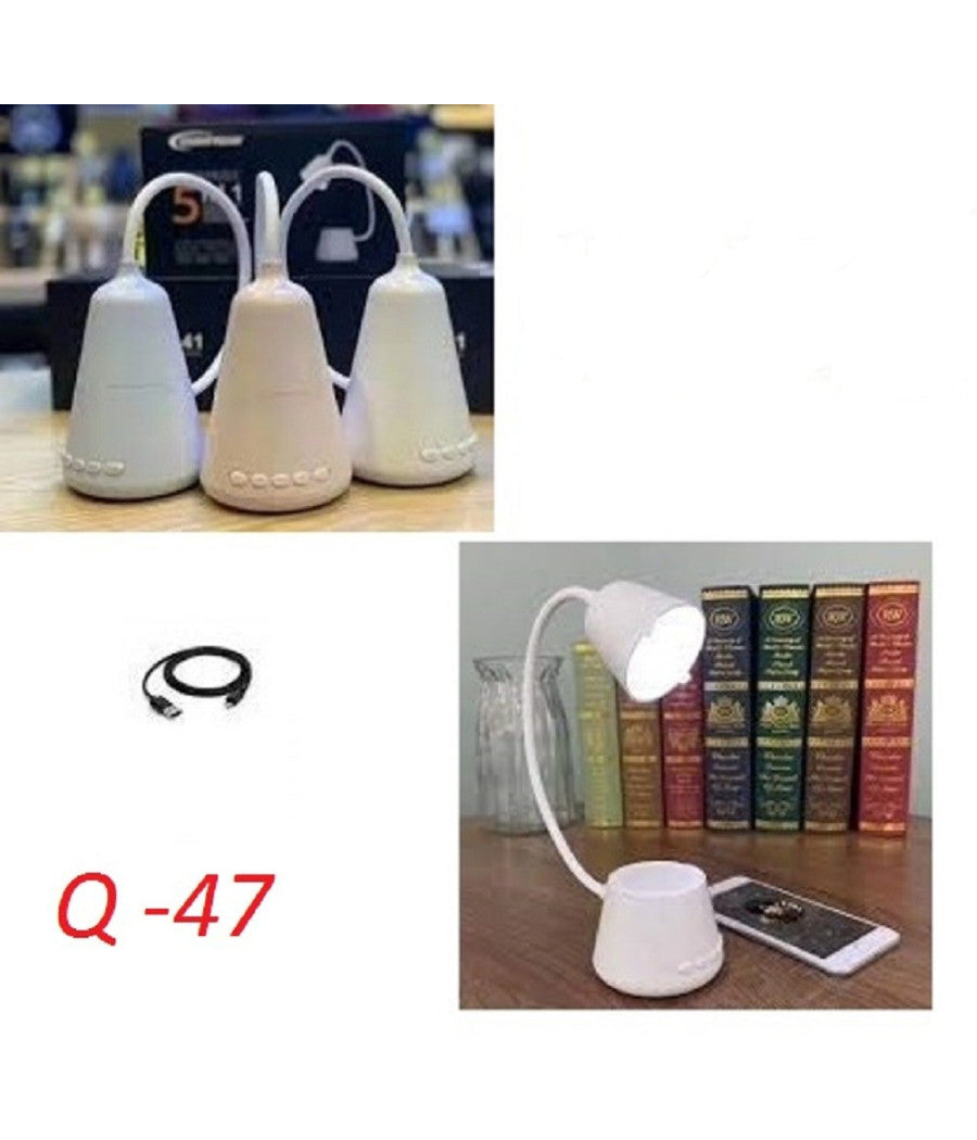 Trade Shop - Lampada Tavolo Led Musica 5in1 Multifunzionale Pieghevole Ricaricabile Usb Q-47 -