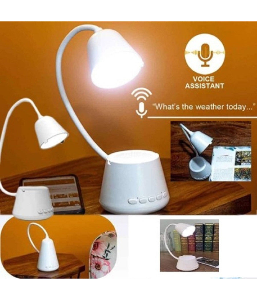 Trade Shop - Lampada Tavolo Led Musica 5in1 Multifunzionale Pieghevole Ricaricabile Usb Q-47 -