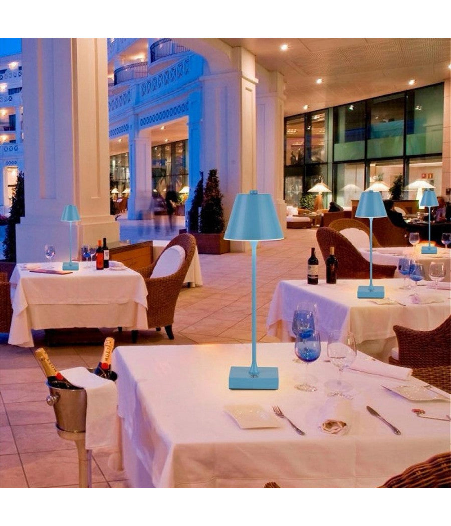 Lampada Tavolo Ricaricabile Usb 10 Watt 3 Colorazione Di Luce Vari Colori D27-3c  Azzurro       