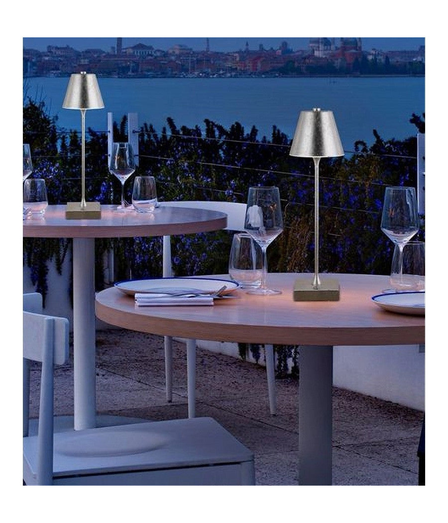 Lampada Tavolo Ricaricabile Usb 10 Watt 3 Colorazione Di Luce Vari Colori D27-3c  Argento       