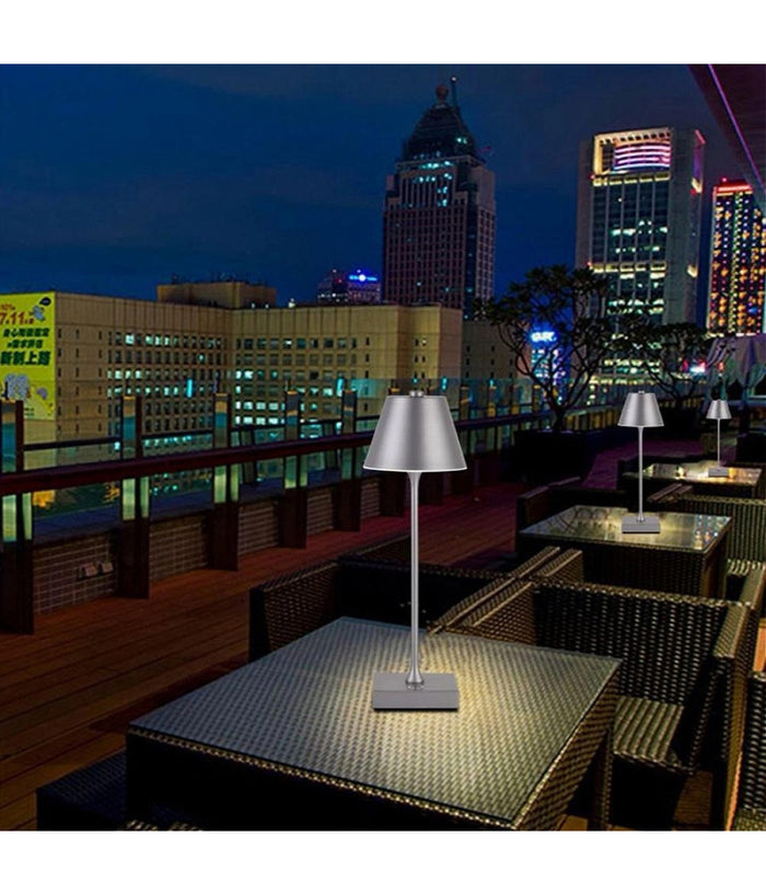 Lampada Tavolo Ricaricabile Usb 10 Watt 3 Colorazione Di Luce Vari Colori D27-3c  Argento       