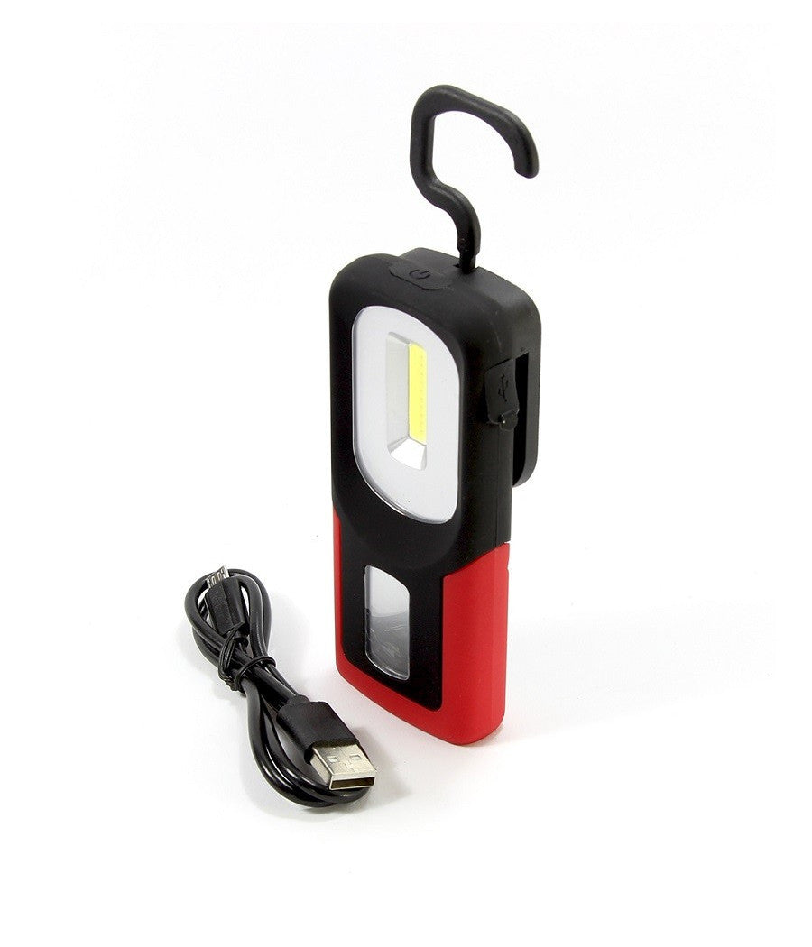 Lampada Torcia Lavoro Calamita Portatile Led Ricaricabile Base Magnetica Gancio         