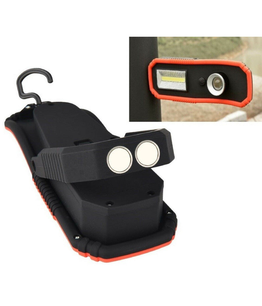 Lampada Torcia Lavoro Led Calamita Magnetica Ricaricabile Con Gancio Hc-919         