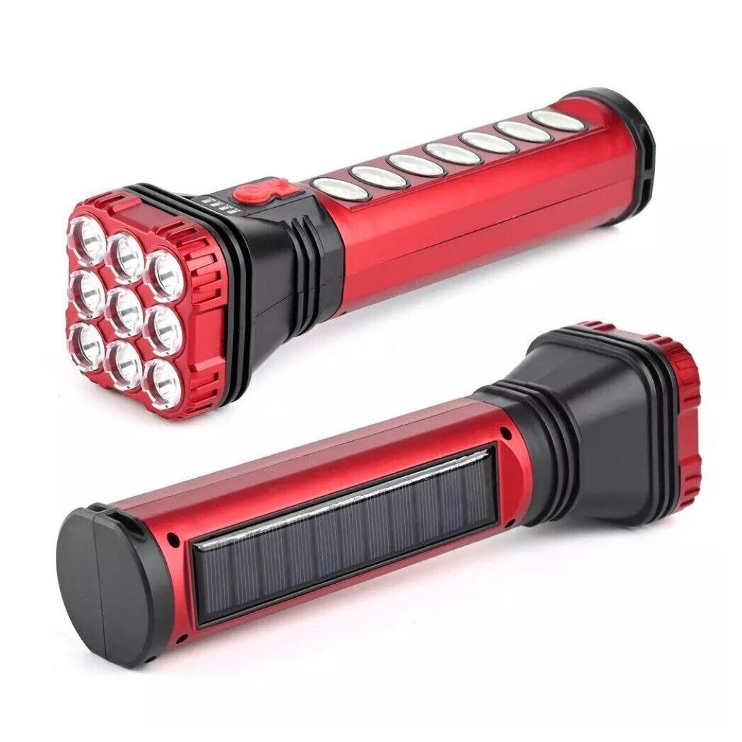 Trade Shop - Lampada Torcia Portatile Led Ricaricabile Con Pannello Solare 18w Hb-707-1 Campeggio -        