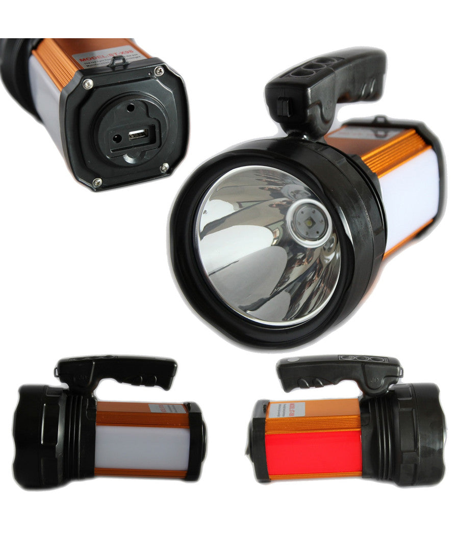 Lampada Torcia Ricaricabile Emergenza Usb Ricarica Dispositivi Luce Bianca Rossa         