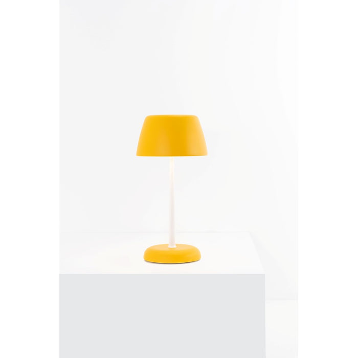 Lampada Smart Trilli Wi-Fi Zafferano - Led Ricaricabile, Touch, App Wi-Fi, Ceramica Decorata Bianca e Ocra