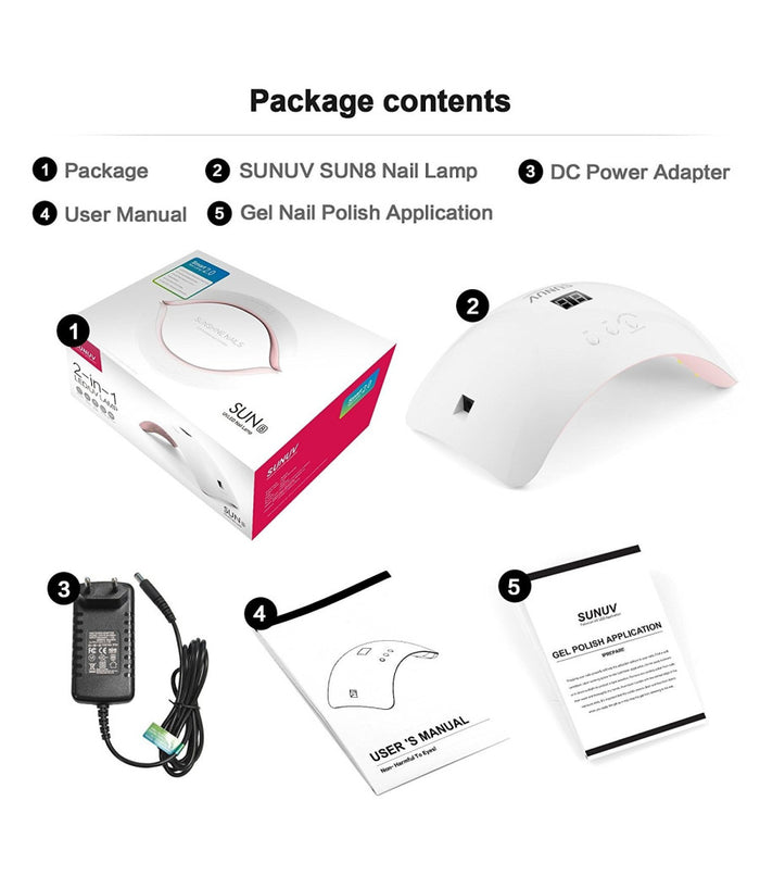 Lampada Unghie Uv Led Per Gel Sun8 36w Automatica Sensore Con Timer Preimpostati         