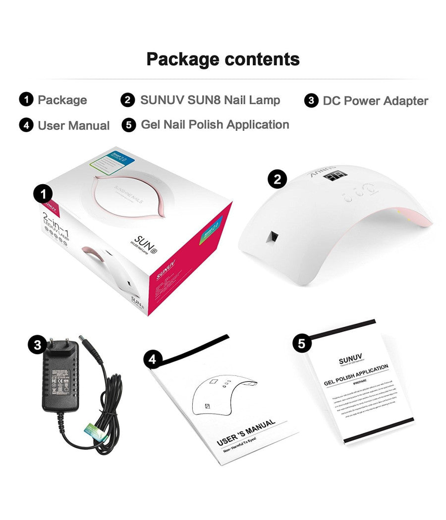 Lampada Unghie Uv Led Per Gel Sun8 36w Automatica Sensore Con Timer Preimpostati         