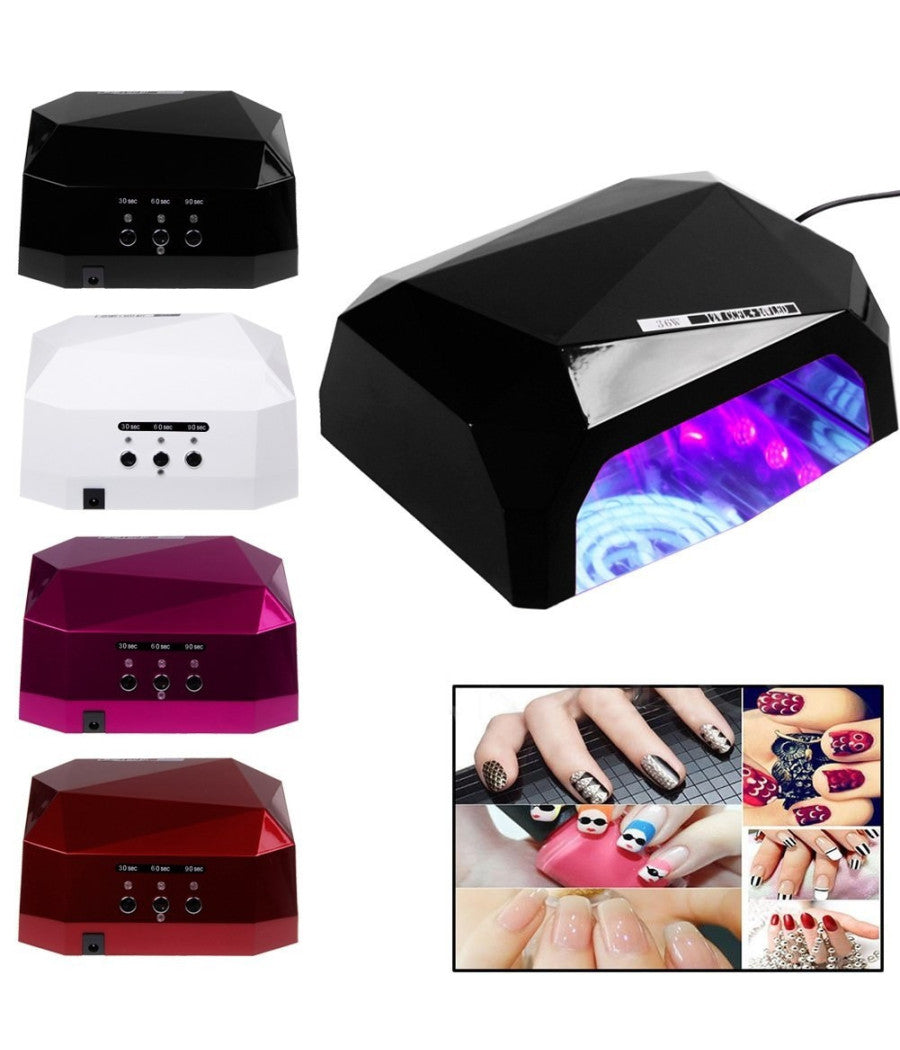 Lampada Uv Per Ricostruzione Unghie Nailart Con Timer 36w Diamante Fornetto Ccfl         