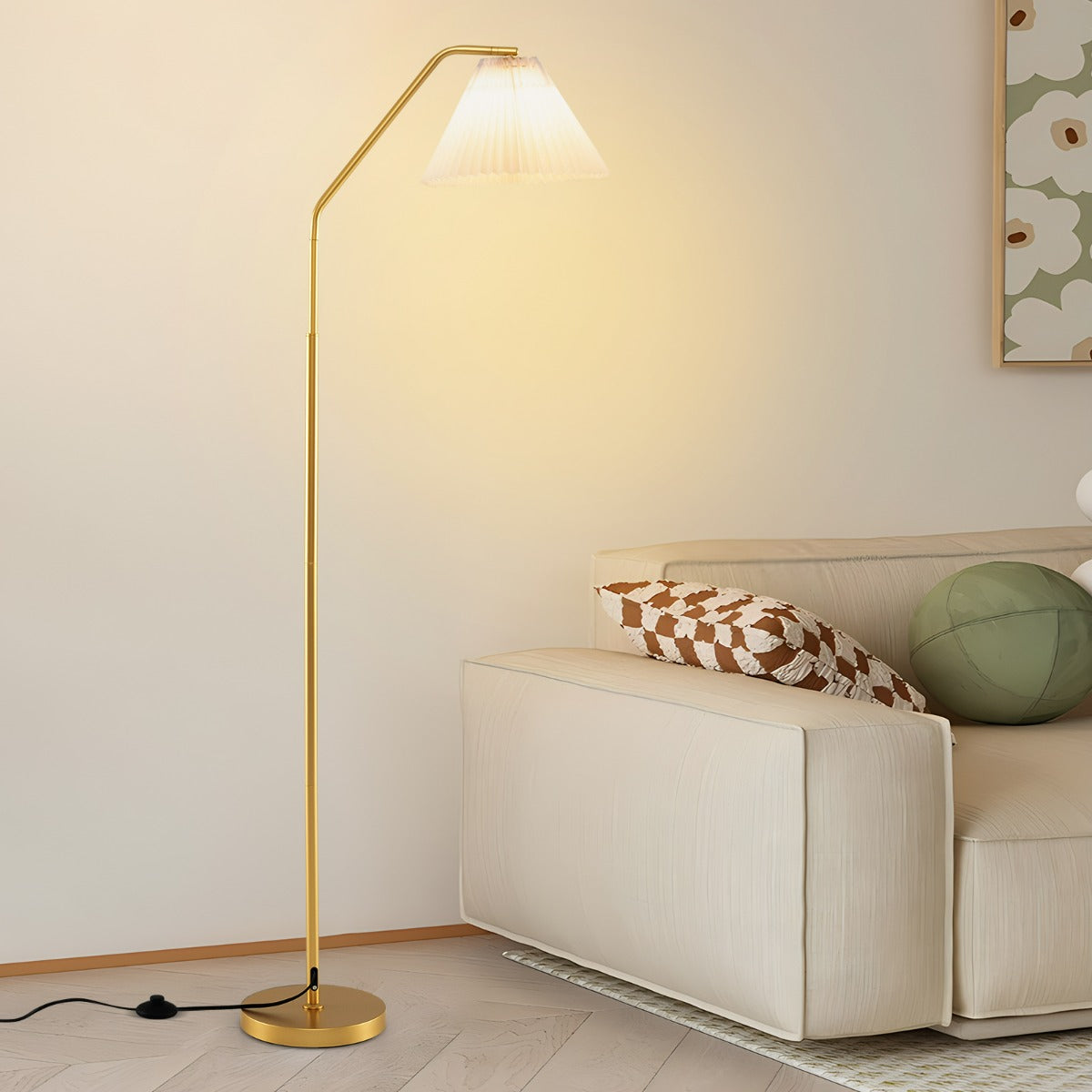 Lampada da terra moderna con testa regolabile, Lampada alta per soggiorno camera da letto e ufficio Oro-Lampade