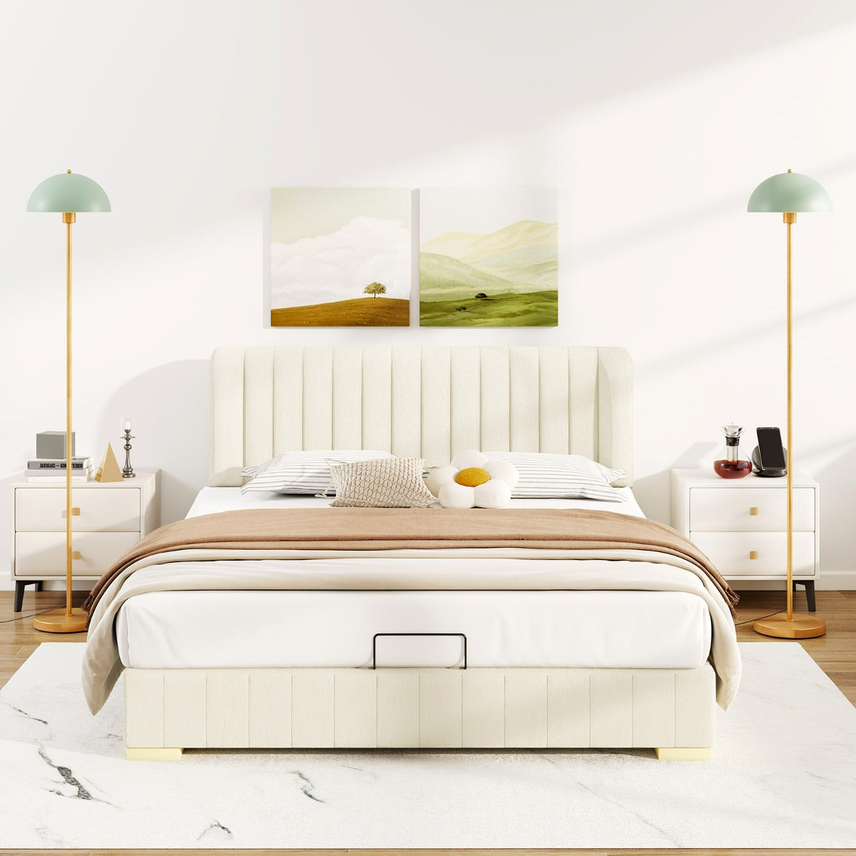 Lampada da terra moderna con testa regolabile, Lampada alta per soggiorno da letto e ufficio Verde-Lampade