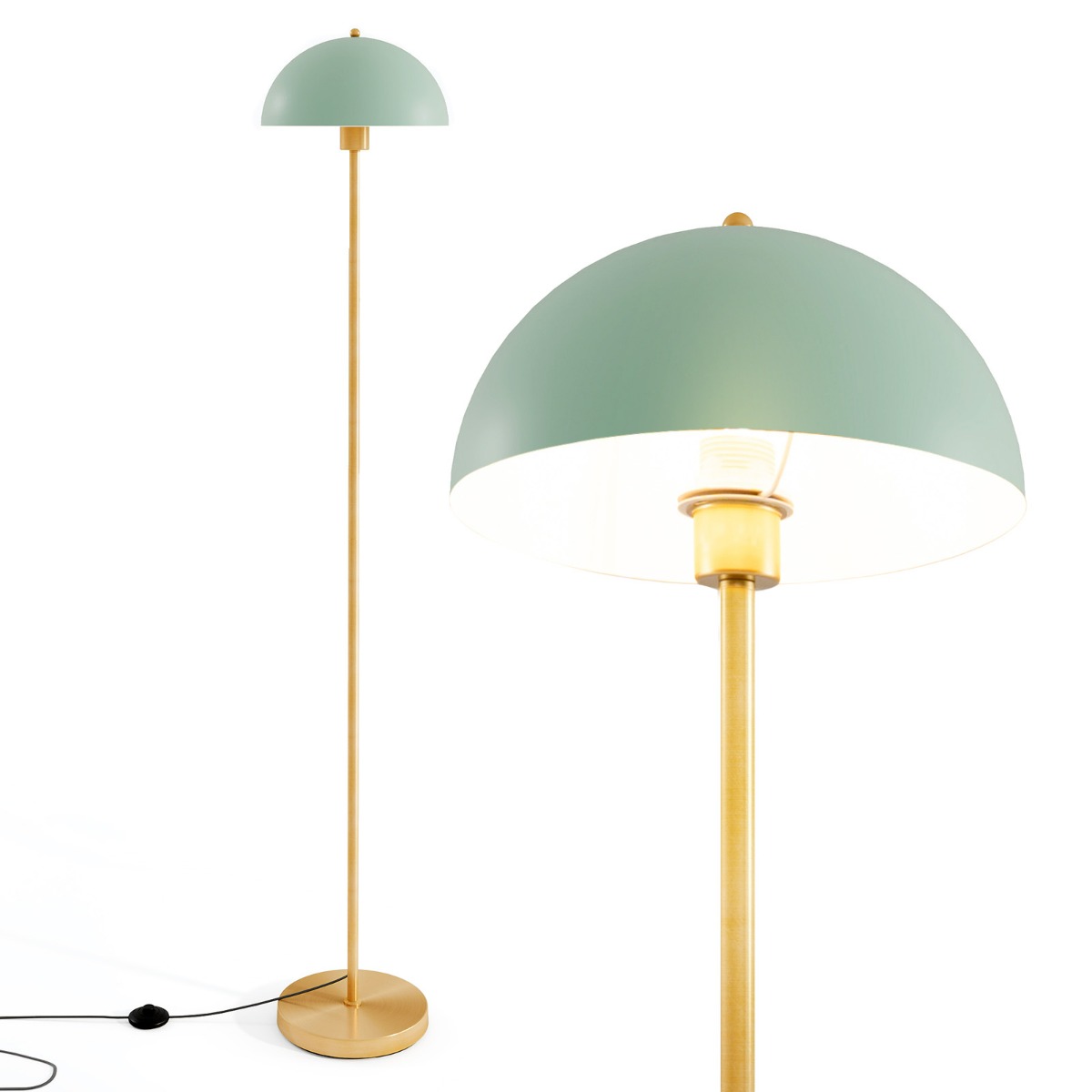 Lampada da terra moderna con testa regolabile, Lampada alta per soggiorno da letto e ufficio Verde-Lampade