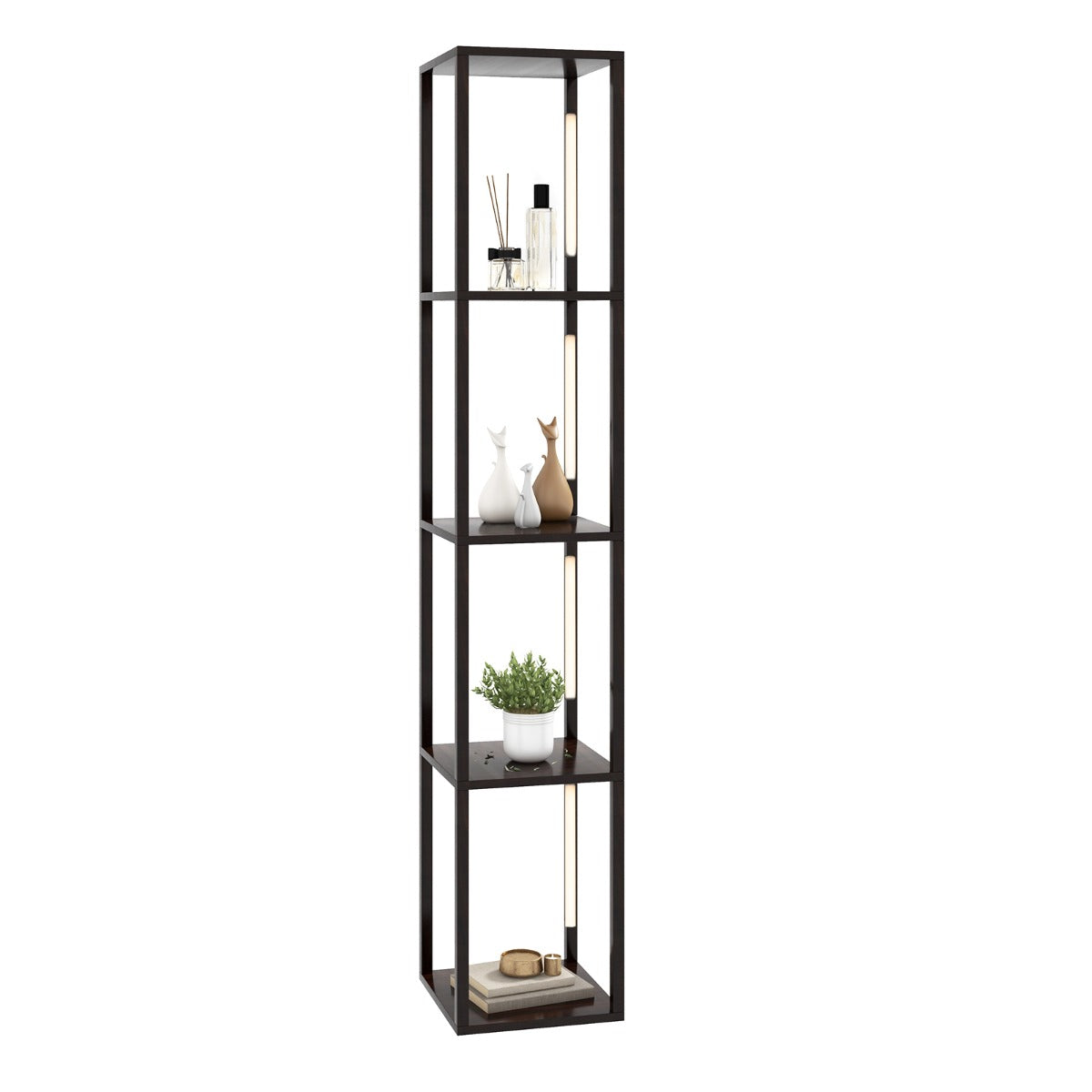 Lampada da terra 163cm con lampadine LED dimmerabili a 3 livelli poli LED ruotabili, Lampada da terra moderna Noce-Lampade