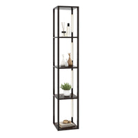 Lampada da terra 163cm con lampadine LED dimmerabili a 3 livelli poli LED ruotabili, Lampada da terra moderna Noce-Lampade