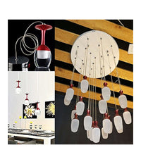 Lampadario 20 Pendenti Lampada Calice Rosso A Soffitto Luce Led Pendente Portalampada         