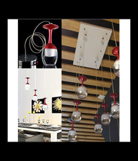 Lampadario 6 Pendenti Lampada Calice Rosso A Soffitto Luce Led Pendente Portalampada         