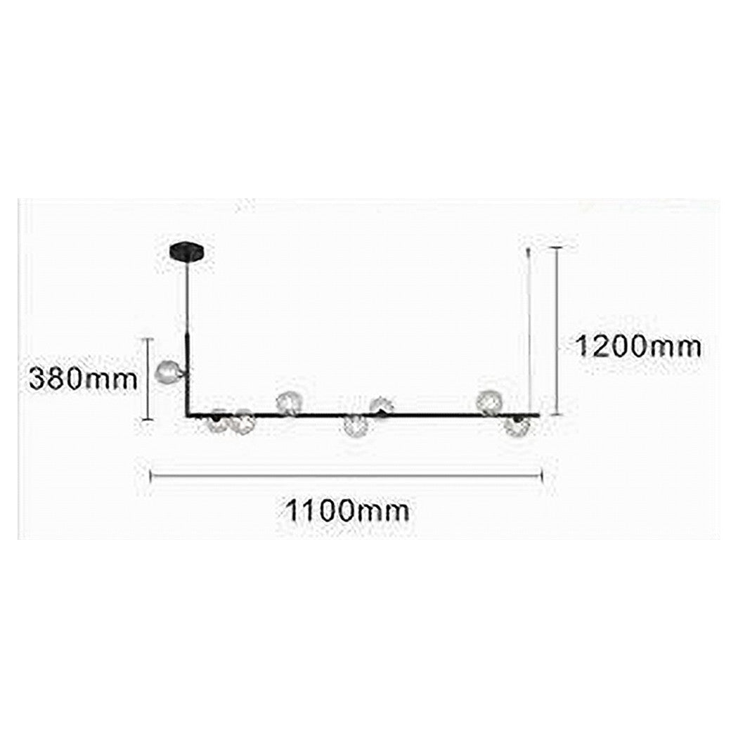 Trade Shop - Lampadario 8 Sfere G9 In Vetro Da Soffitto In Metallo Nero Design Moderno 71621         